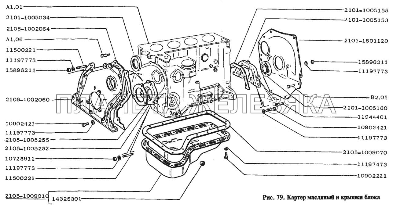 Картер масляный и крышки блока ВАЗ-2104