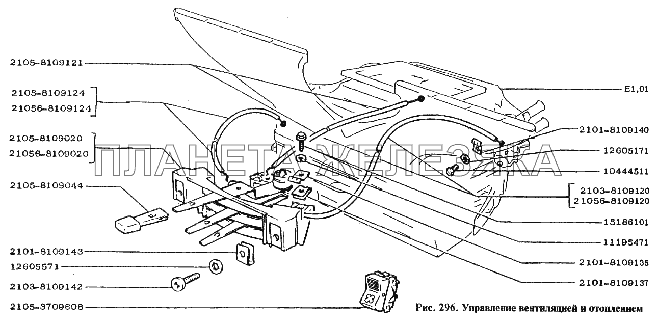 Управление вентиляцией и отоплением ВАЗ-2105