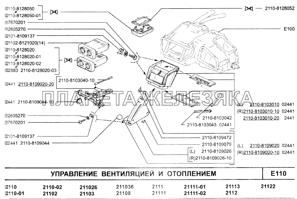 Управление вентиляцией и отоплением ВАЗ-2110 (2007)