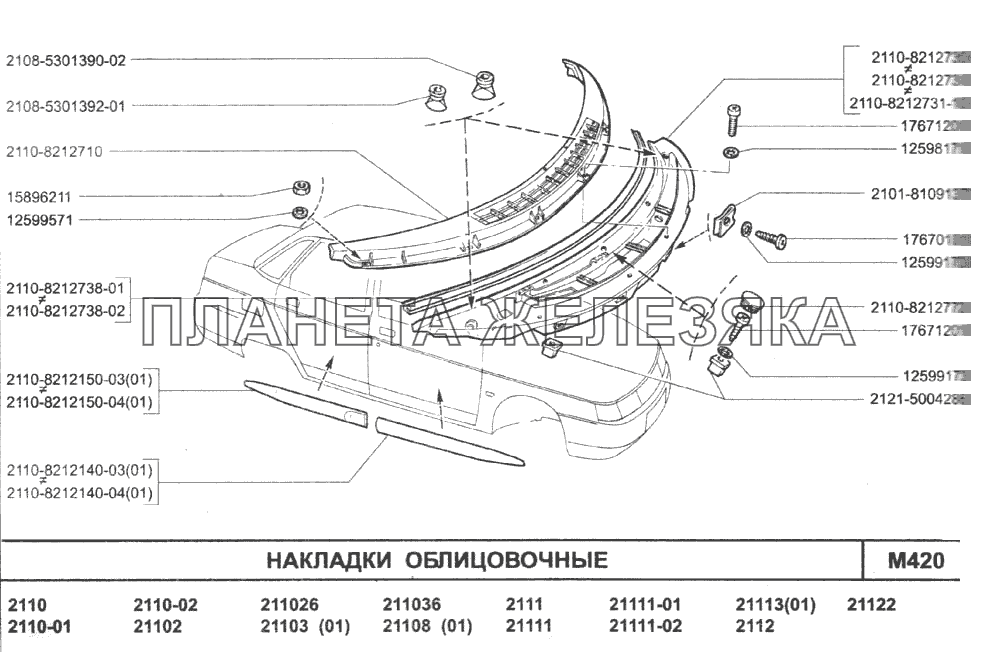 Накладки облицовочные ВАЗ-2110 (2007)