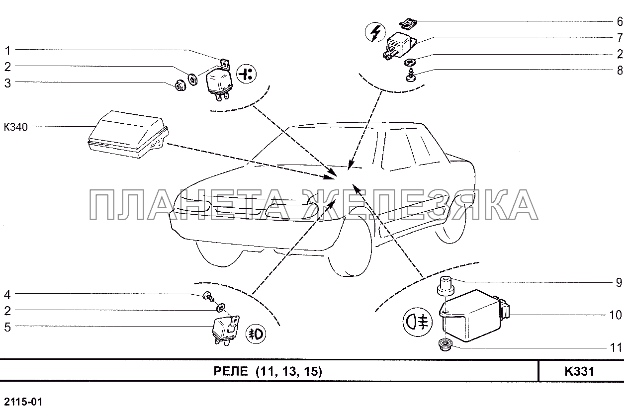 Схема задних птф 2114