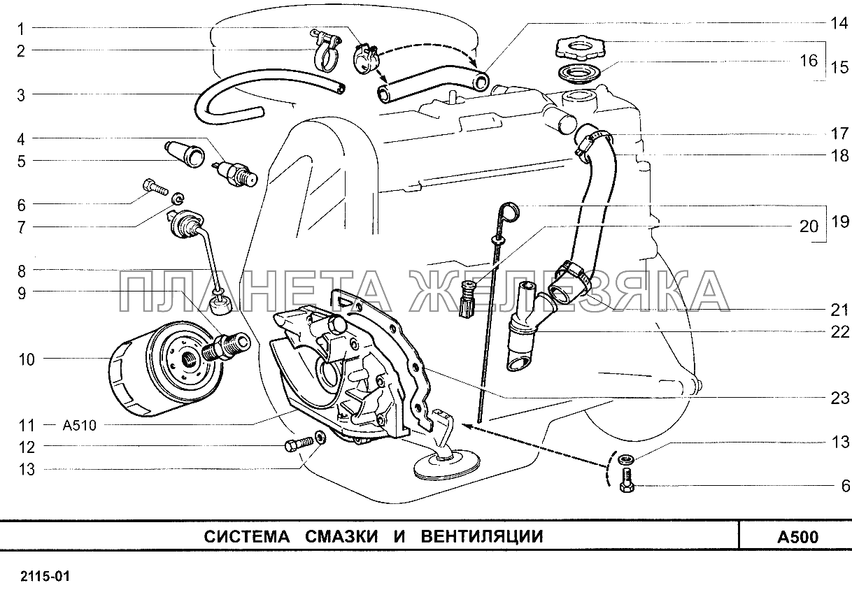 Система смазки и вентиляции ВАЗ-2115