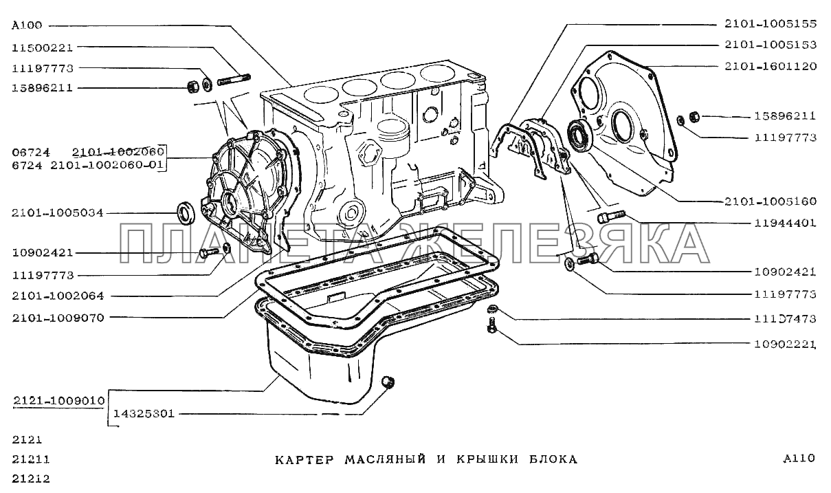 Картер масляный и крышки блока ВАЗ-2121