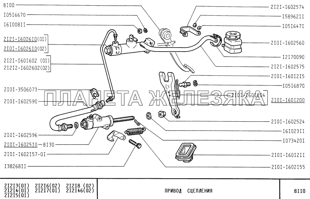 Привод сцепления ВАЗ-21213