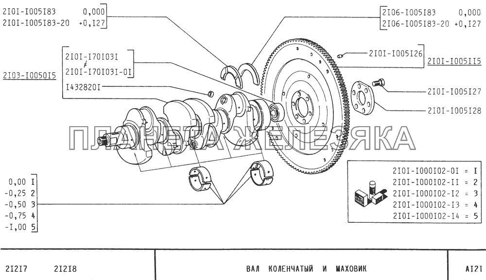 Вал коленчатый и маховик ВАЗ-21213