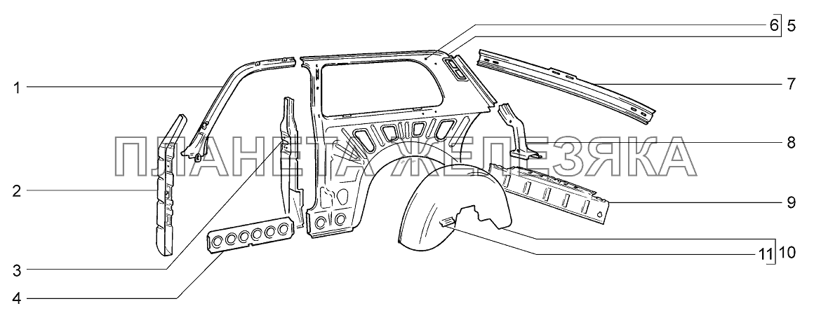 Каркас боковины и задка LADA 4x4 M