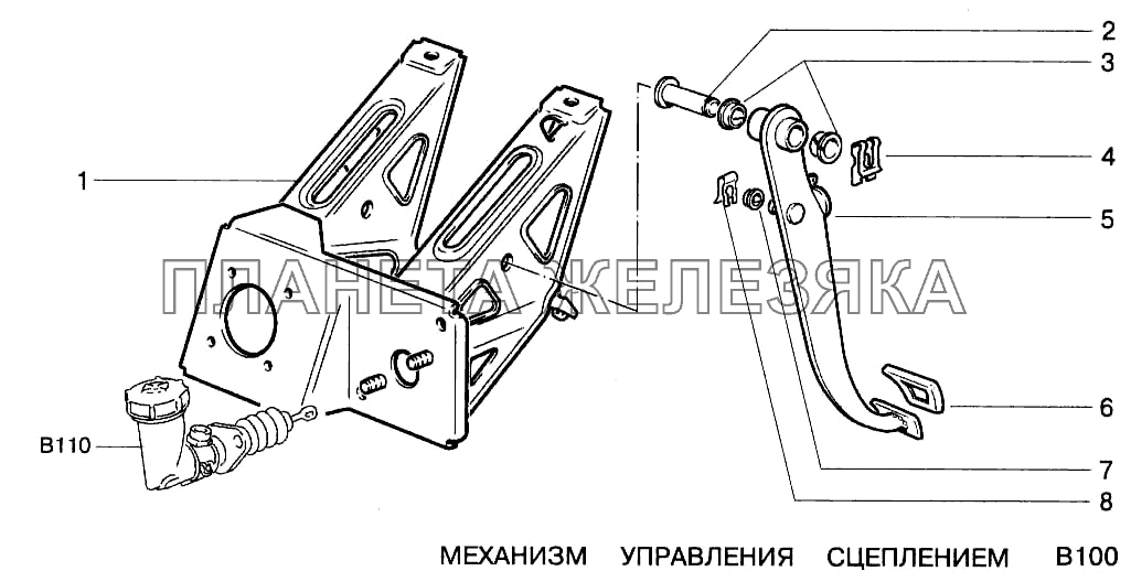 Механизм управления сцеплением ВАЗ-2123