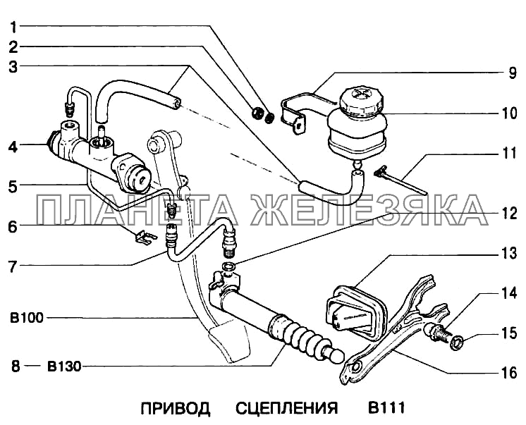 Привод сцепления ВАЗ-2123