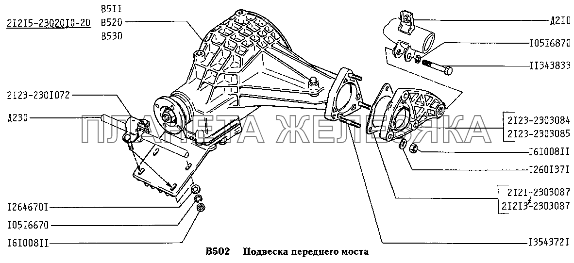 Подвеска переднего моста (вариант исполнения: Э) ВАЗ-2131