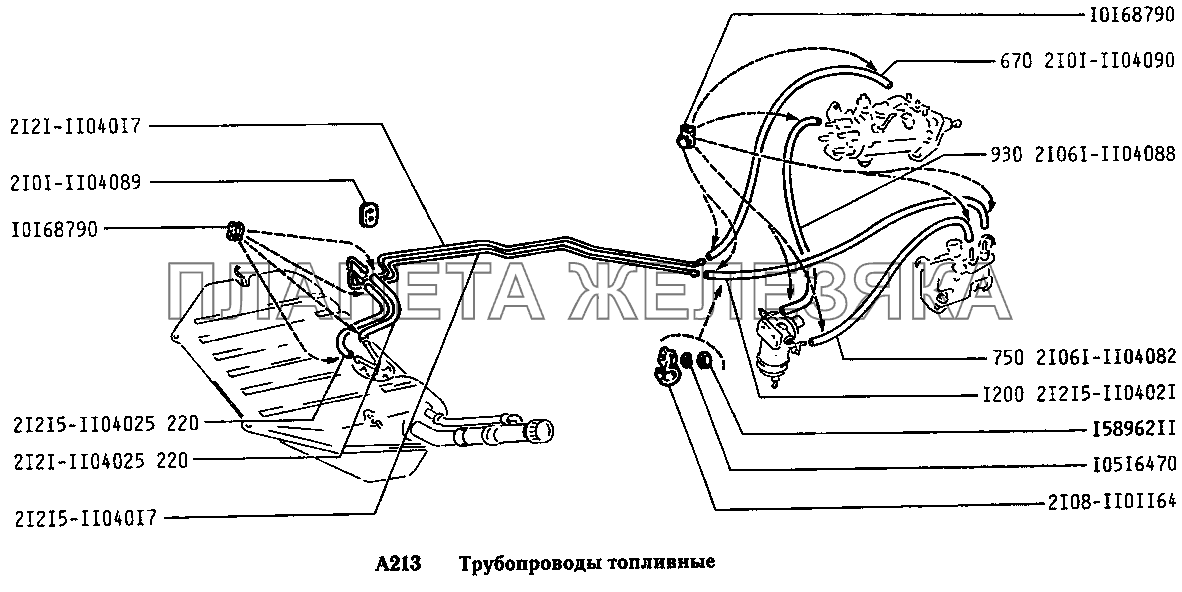 Трубопроводы топливные (вариант исполнения: Э) ВАЗ-2131