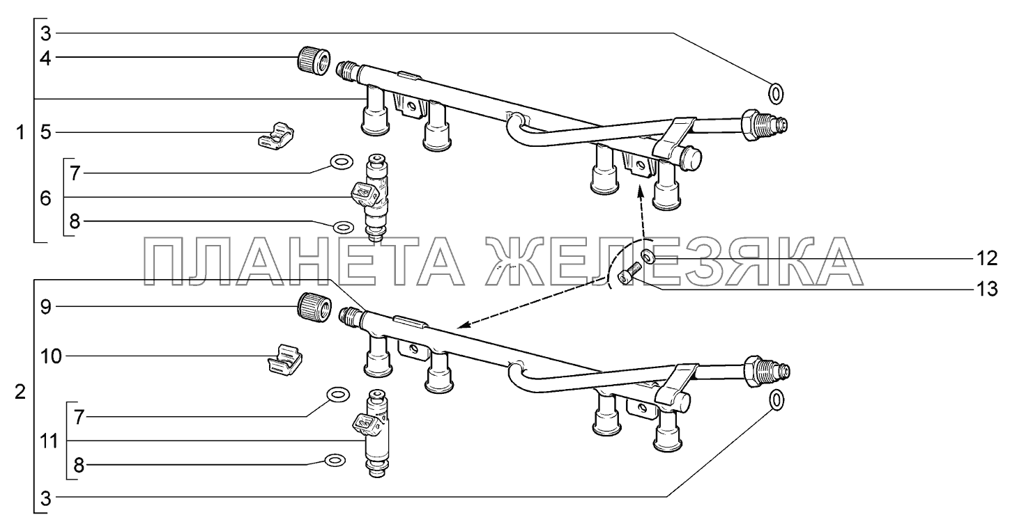 Рампа и форсунки ВАЗ-2170 