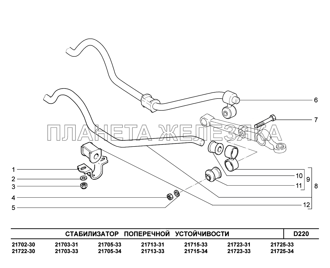 D220. Стабилизатор поперечной устойчивости ВАЗ-2170 