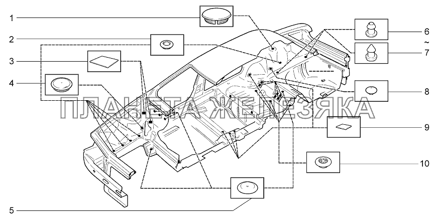 Схема установки заглушек LADA Priora Coupe