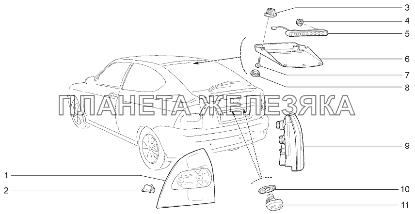 Приборы световые задние LADA Priora Coupe