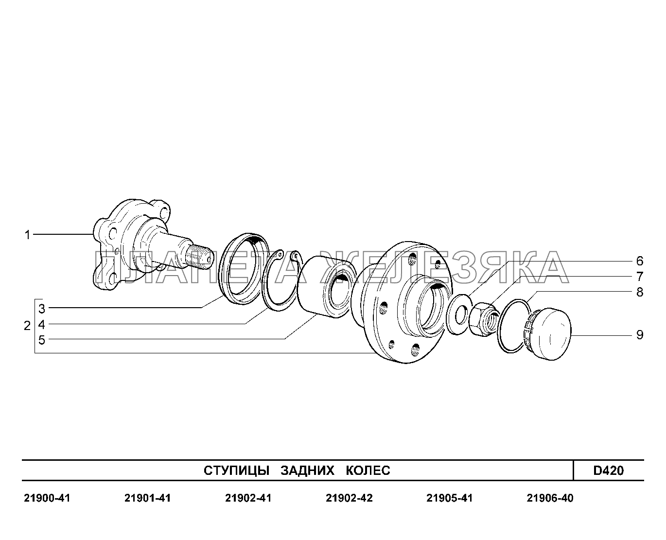 D420. Ступицы задних колес Lada Granta-2190