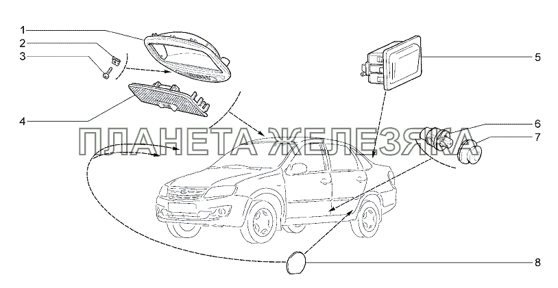 Схема плафона освещения салона лада гранта