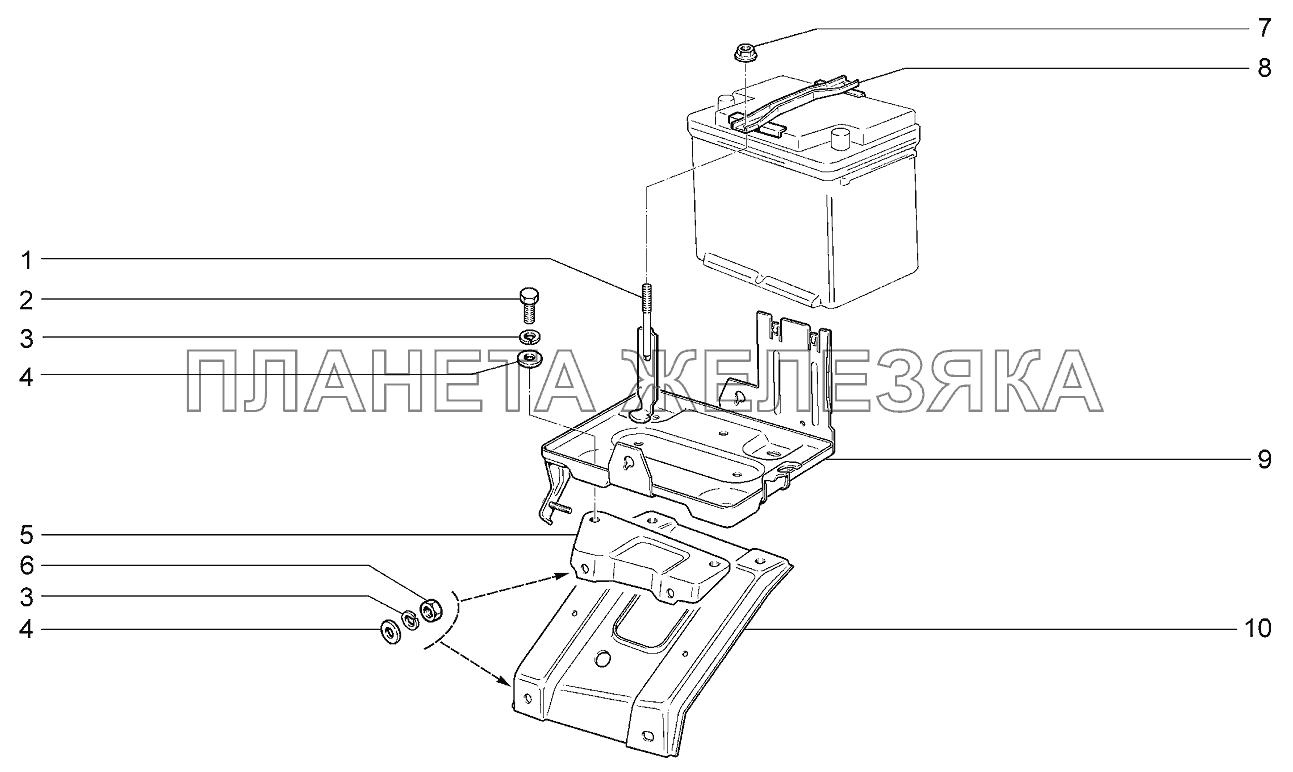 Установка батареи аккумуляторной Lada Kalina 2192, 2194