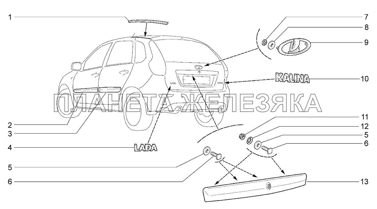 Орнаменты и накладки облицовочные Lada Kalina 2192, 2194