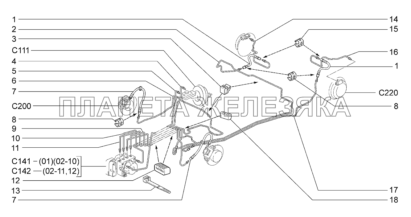 Привод гидротормозов Lada Kalina 2192, 2194