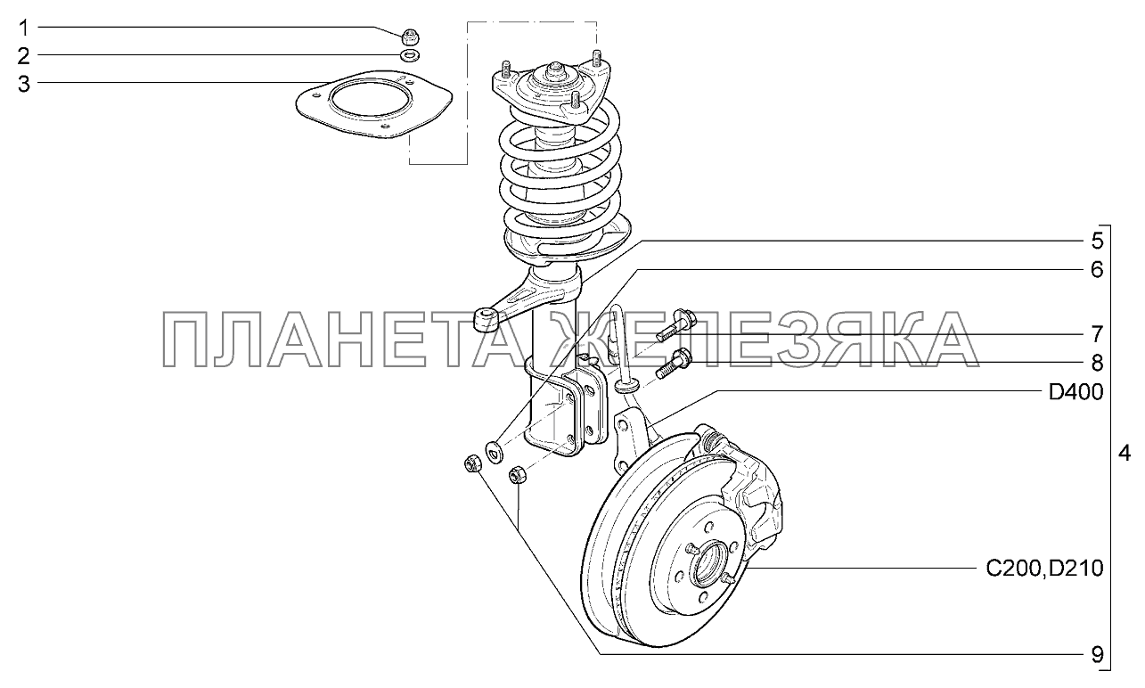 Элементы передней подвески Lada Kalina 2192, 2194