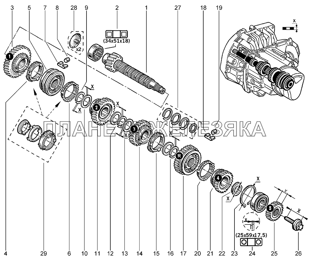 Вал вторичный КПП Лада Ларгус 4601