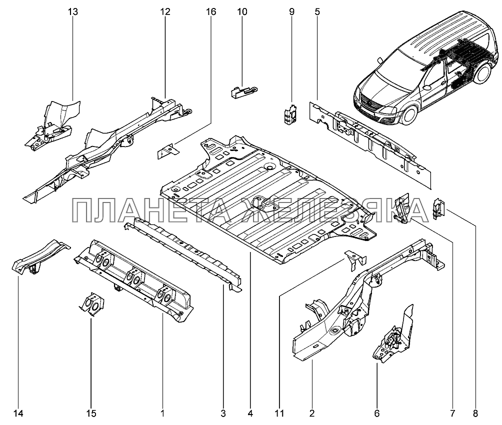 Элементы нижние багажника Лада Ларгус 4601