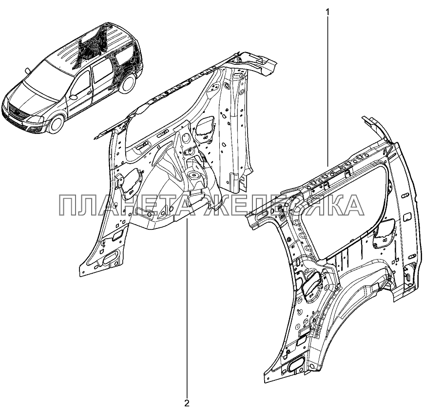 Каркас боковины внутренний Лада Ларгус 4601