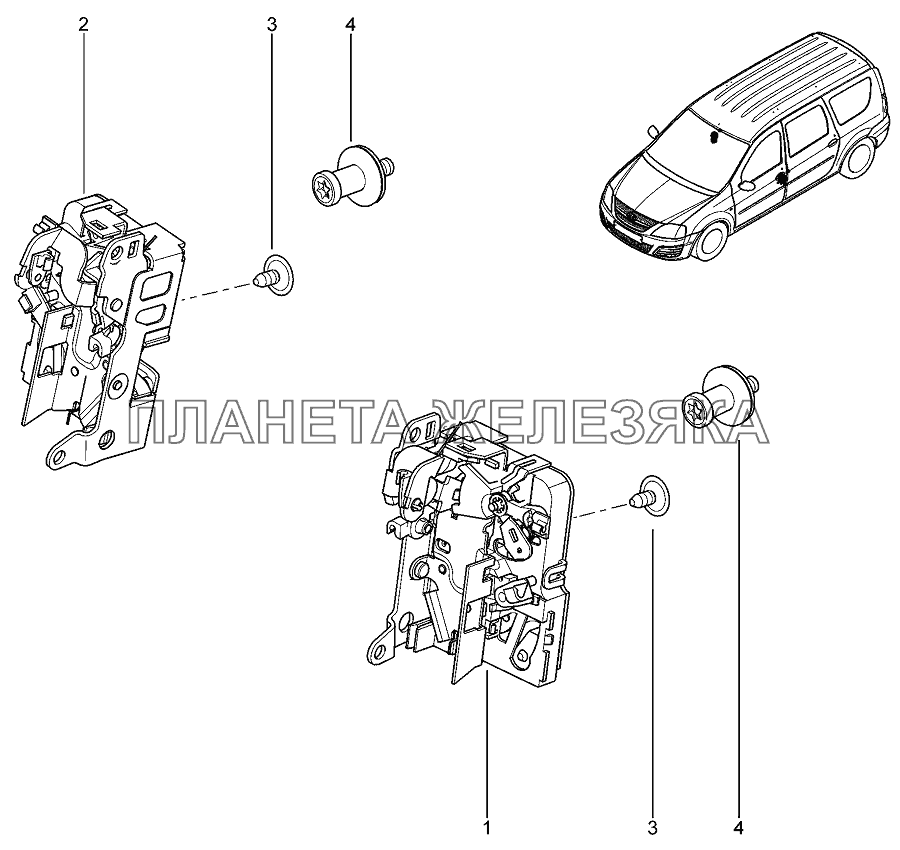 Замки передних дверей Лада Ларгус 4601