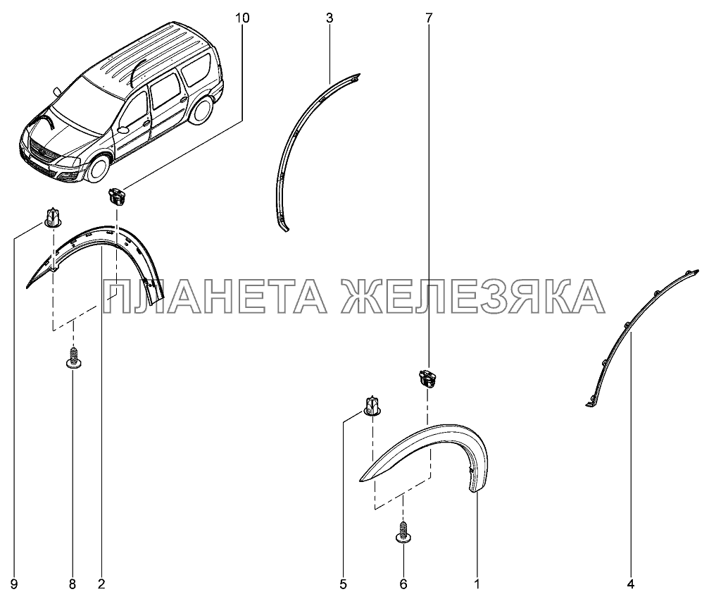 Щитки арок и колес Лада Ларгус 4601