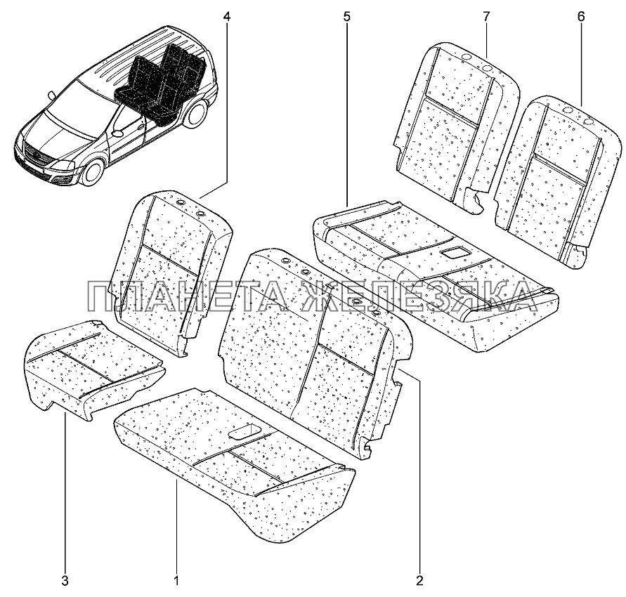 Подушка, спинка задних сидений (1/3) Лада Ларгус 4601