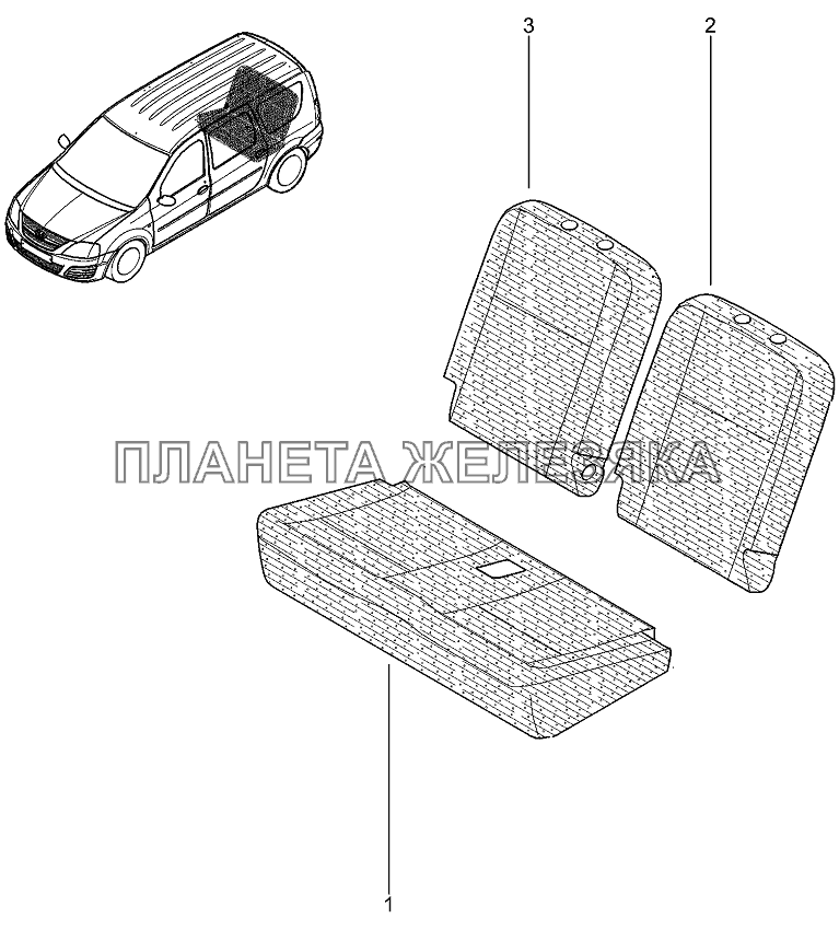 Подушка, спинка задних сидений (1/3) Лада Ларгус 4601