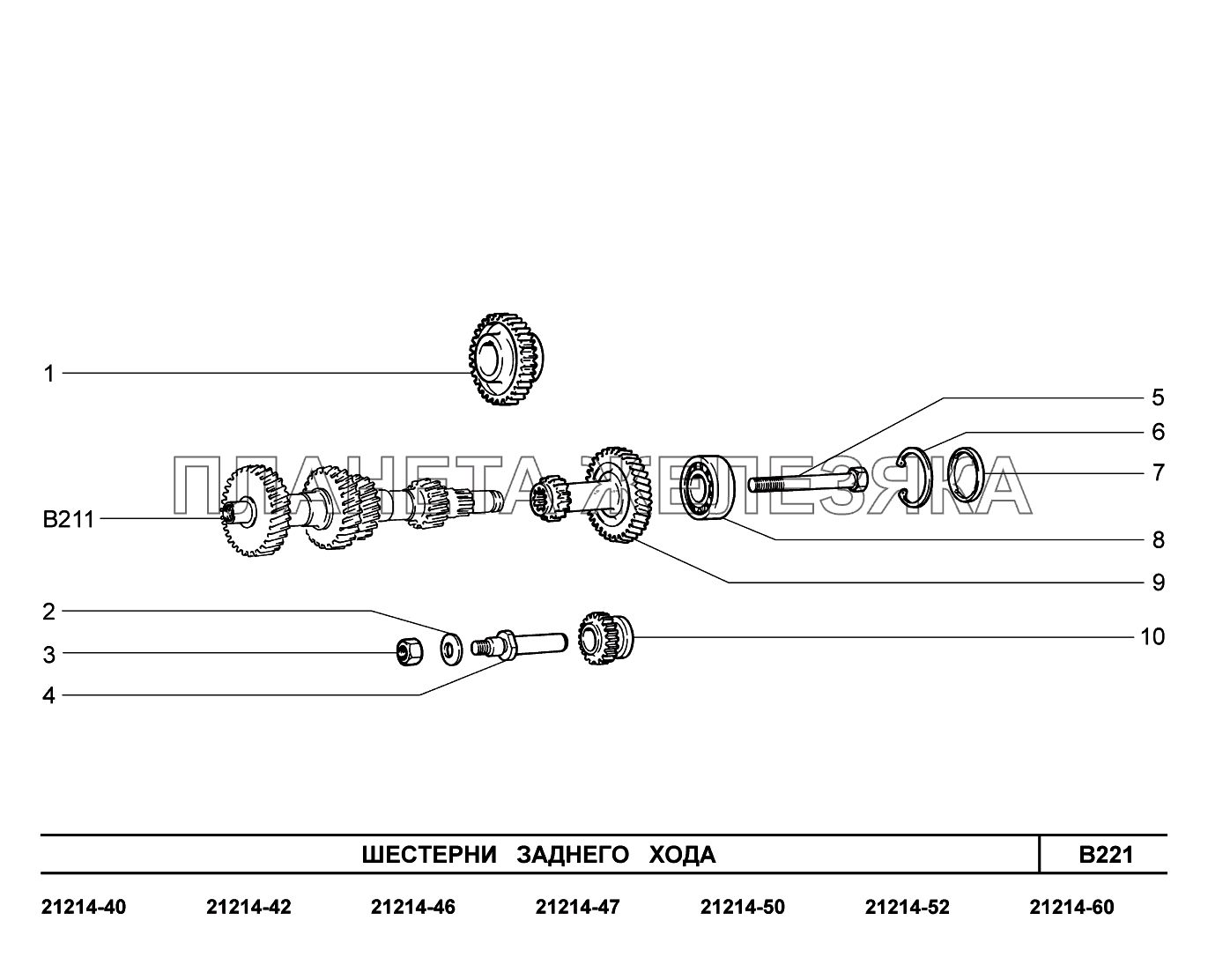 B221. Шестерни заднего хода Lada 4x4 Urban