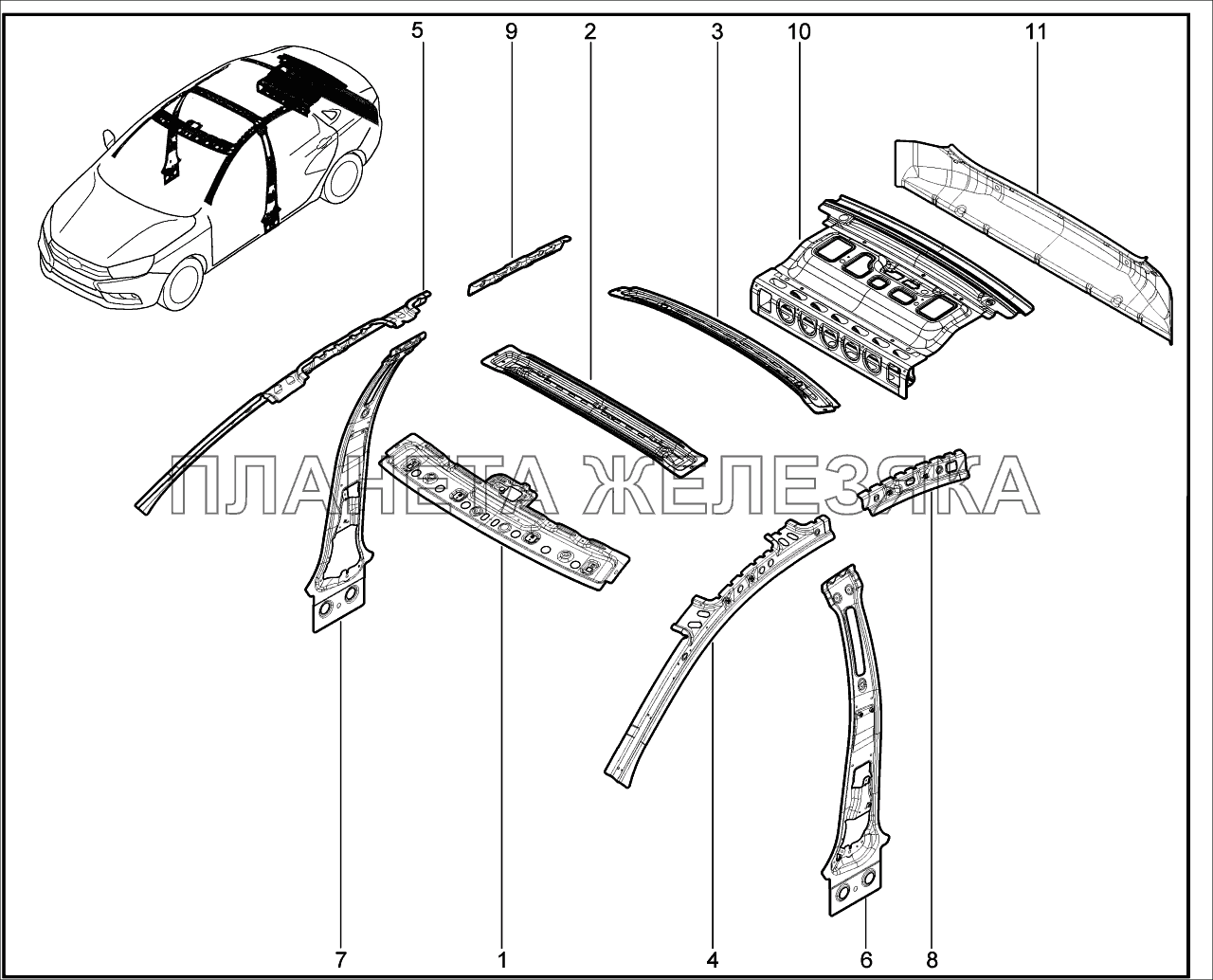 431110. Облицовка, поперечины Lada Vesta