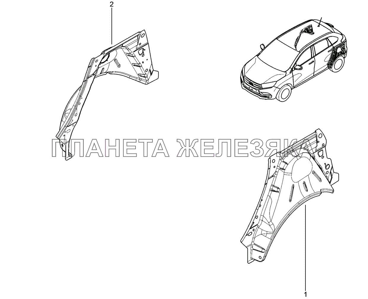 440110. Каркас боковины внешний Lada Xray