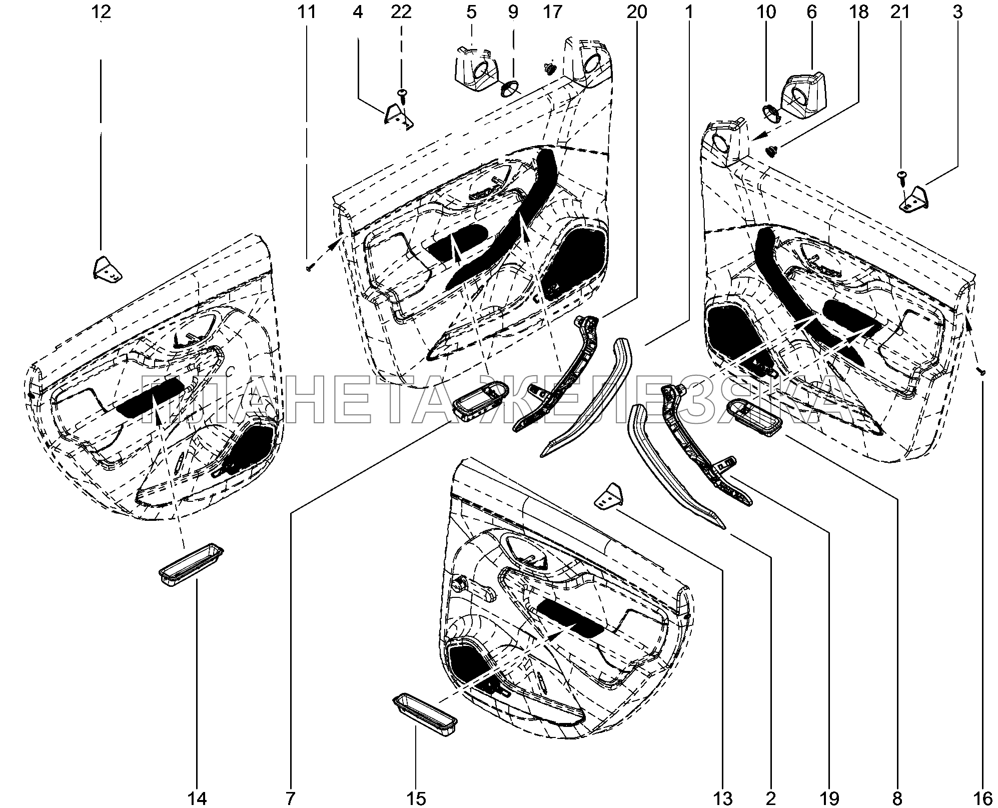 721110. Ручки, динамики Lada Xray