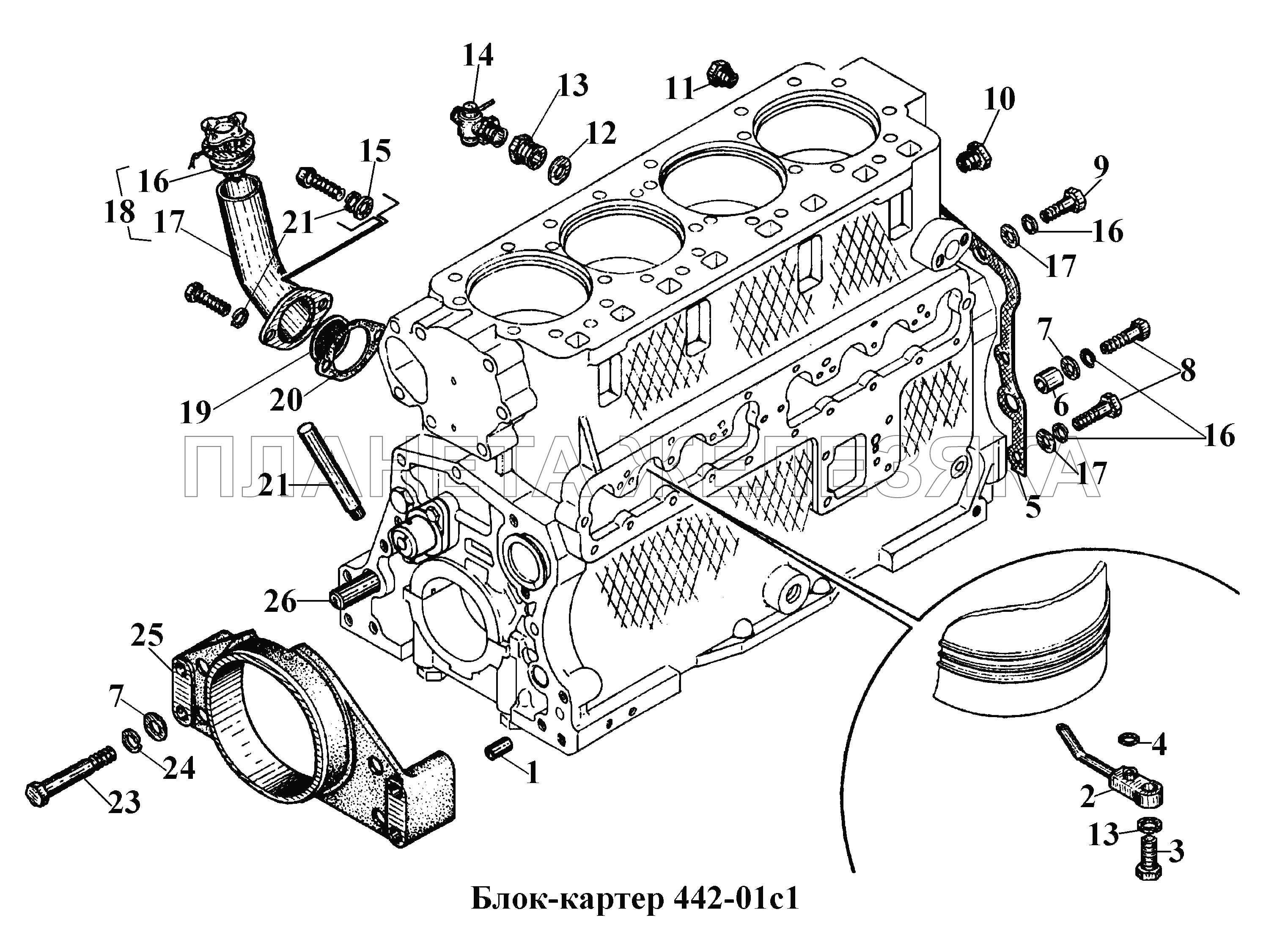 Блок картер 442-01с1 (2) ВТ-100Д