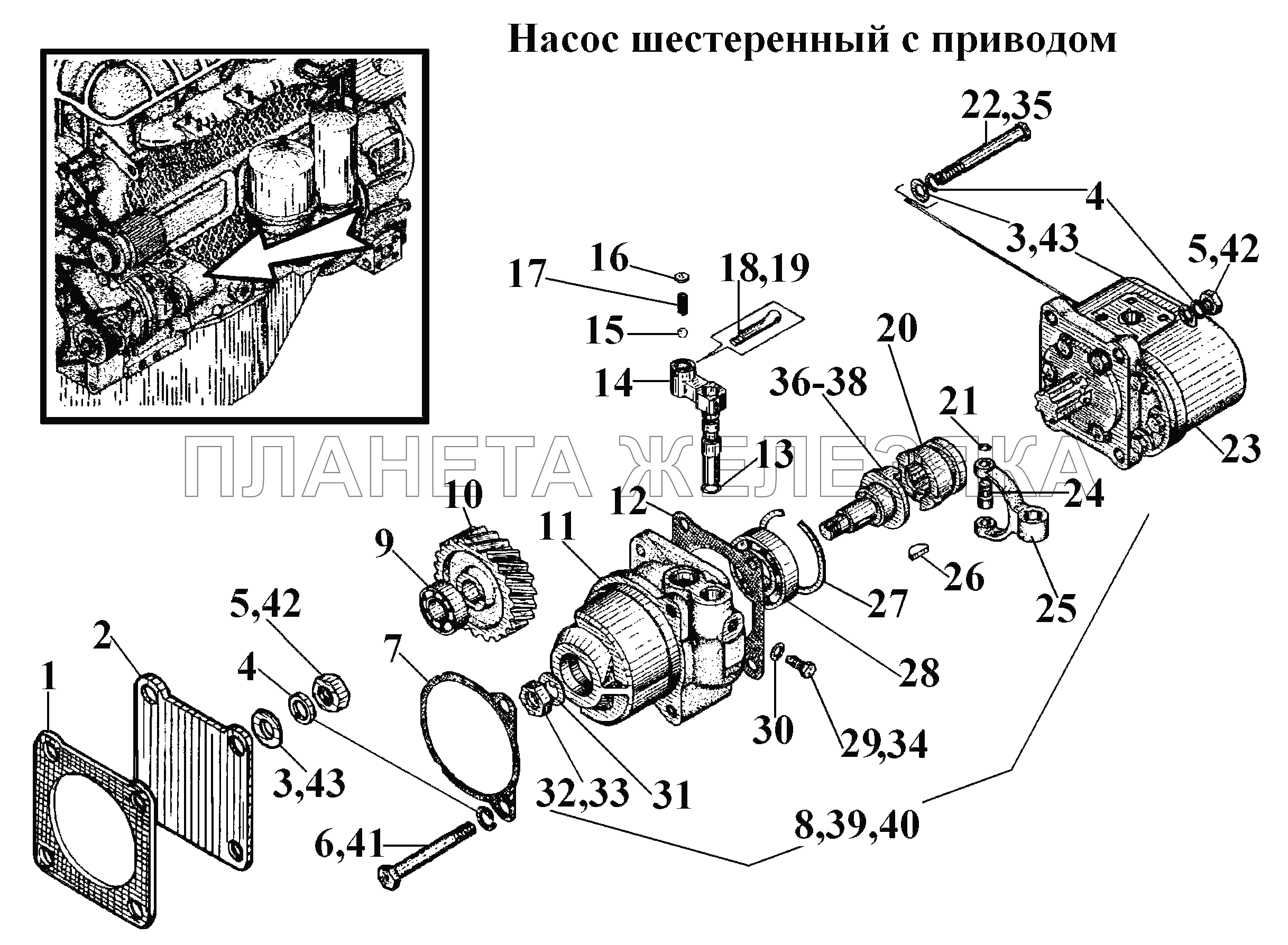 Насос шестеренный с приводом ВТ-100Д