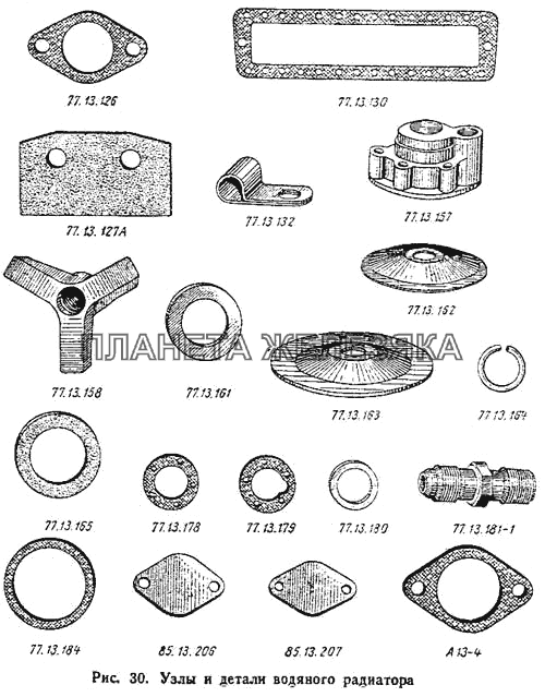 Узлы детали водяного радиатора ДТ-75М