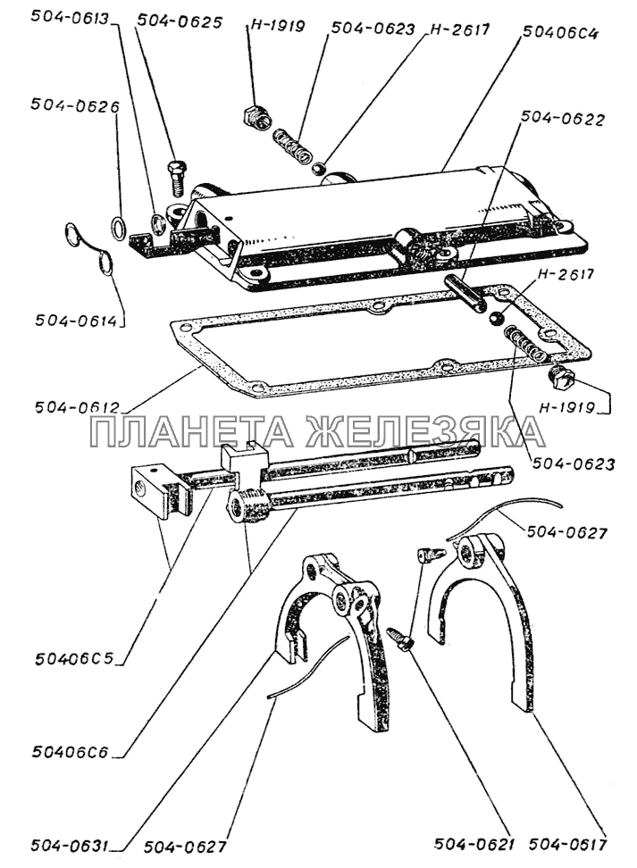 Валики и вилки переключения передач ЗИС-101