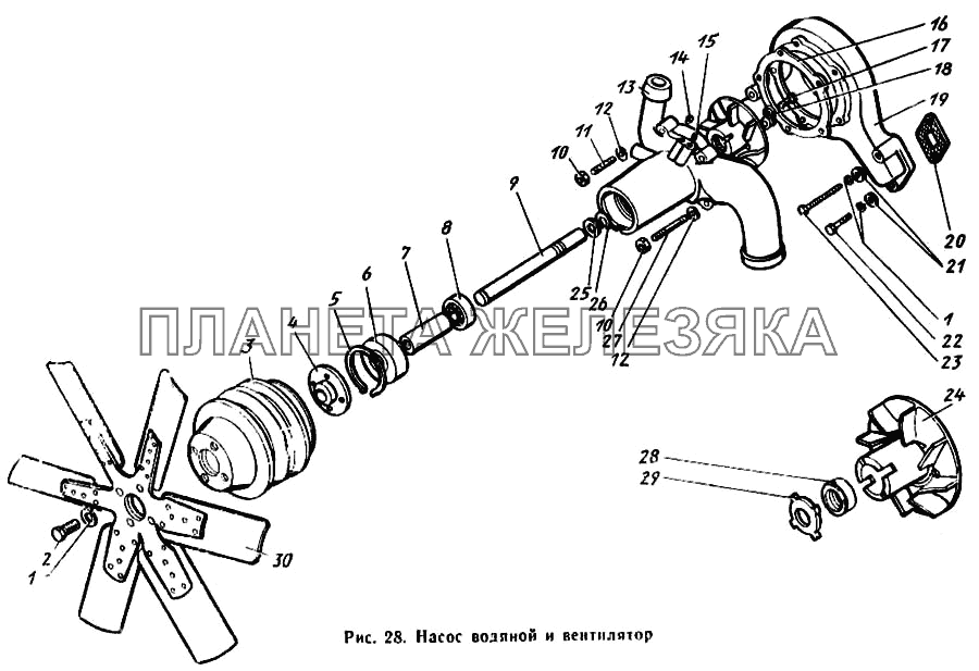 Насос водяной и вентилятор ЗИЛ-431410 Каталог 1989 г.