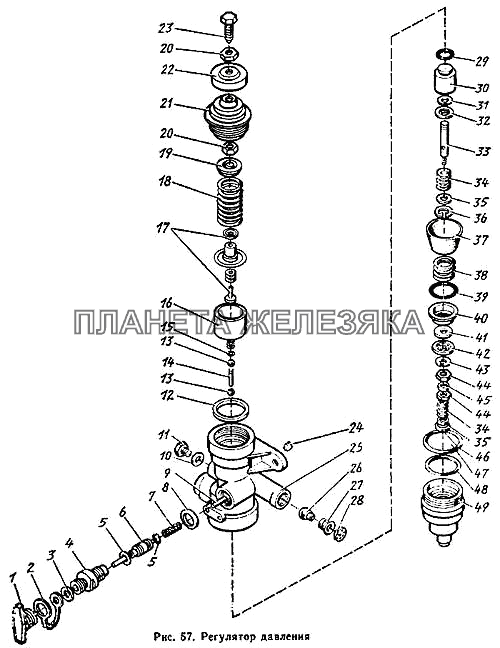 Регулятор давления ЗИЛ-431410 Каталог 1989 г.