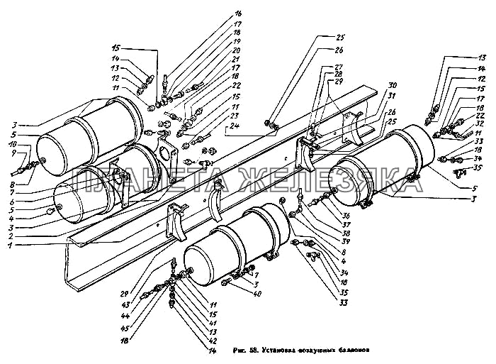 Установка воздушных баллонов ЗИЛ-431410 Каталог 1989 г.