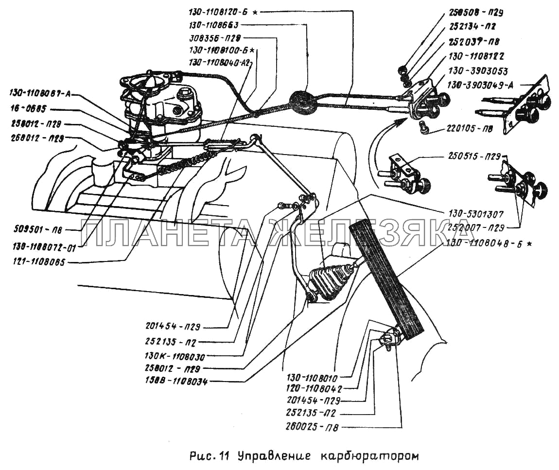 Управление карбюратором ЗИЛ-431410 (130)