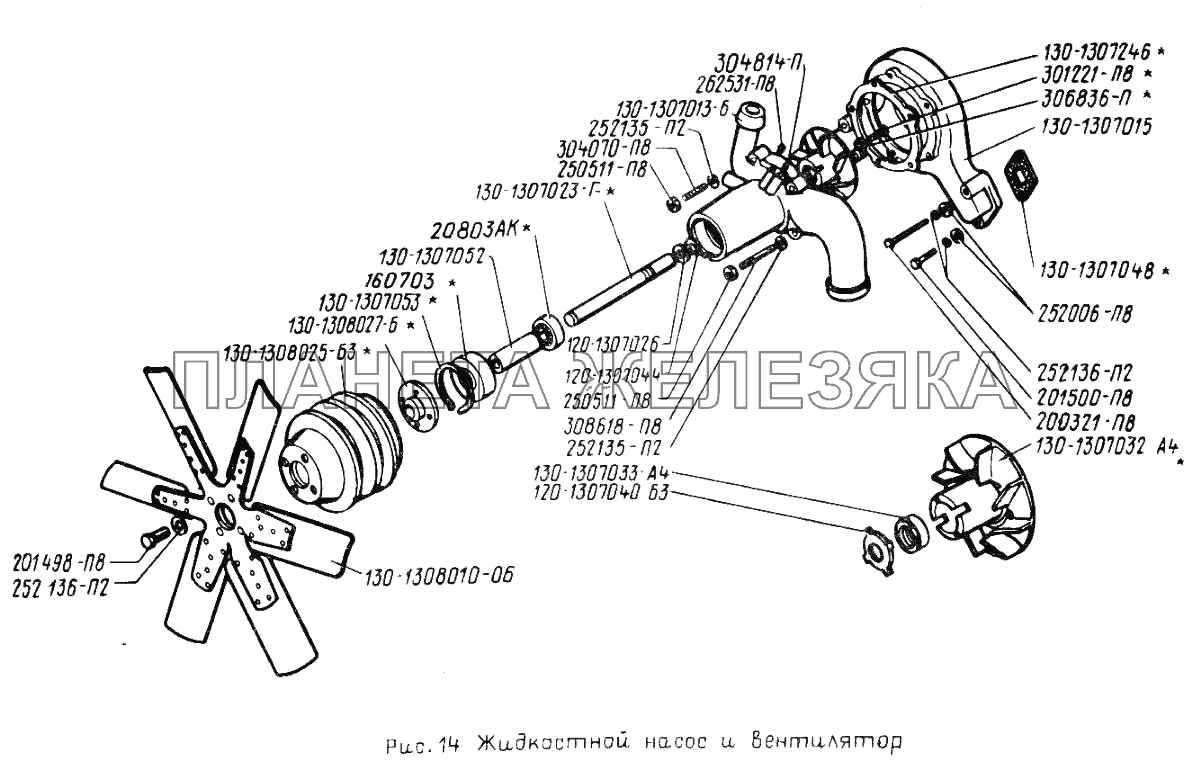 Жидкостный насос и вентилятор ЗИЛ-431410 (130)