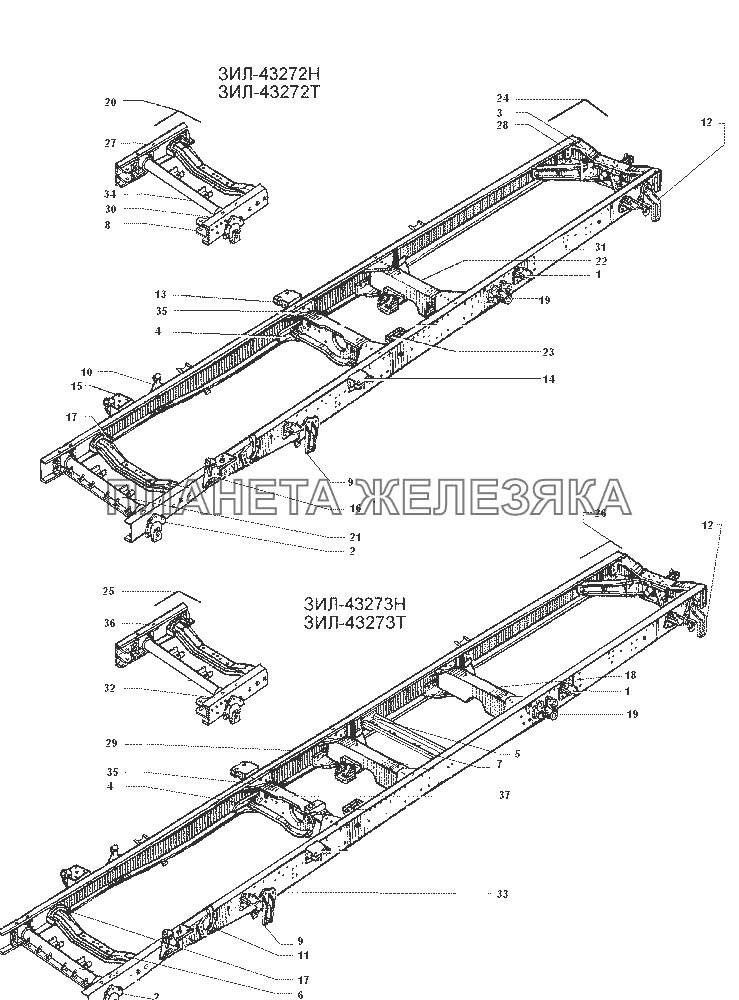 Рама ЗИЛ-43272Н, 43273Н