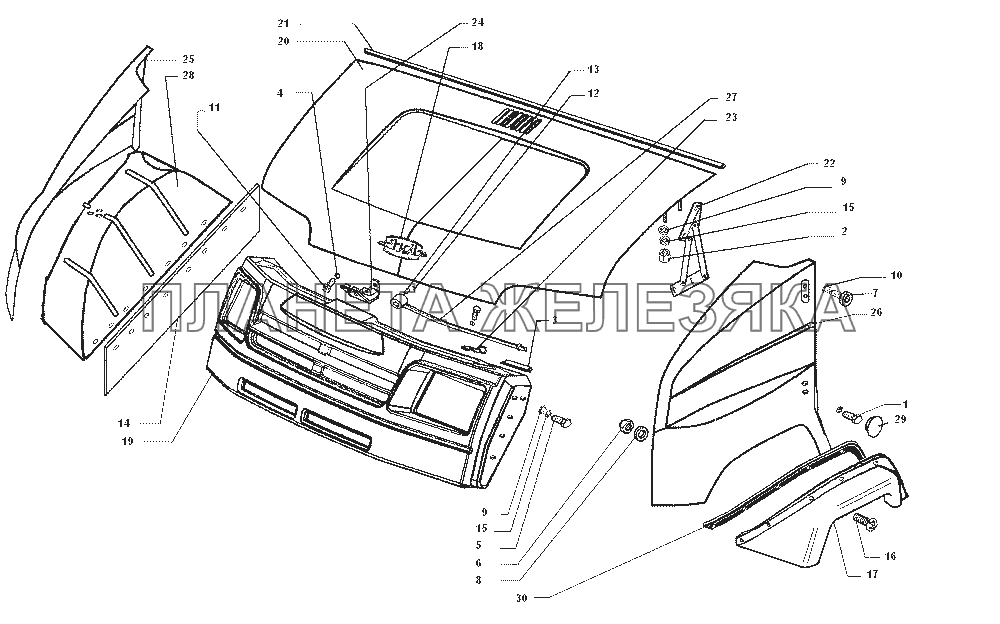 Оперение автомобиля ЗИЛ-43272Н, 43273Н