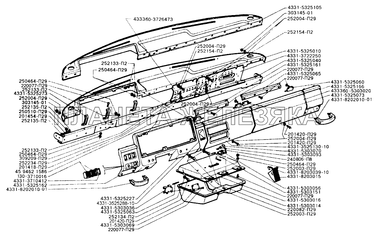 Панели щитка приборов ЗИЛ-433110
