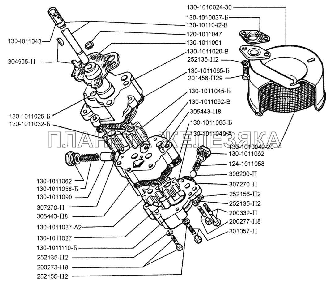 Маслоприемник и масляный насос ЗИЛ-433110