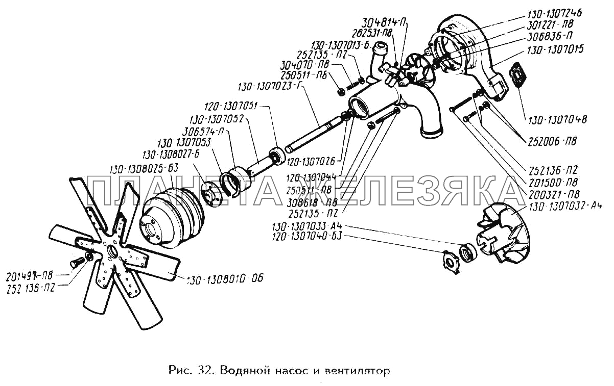 Водяной насос и вентилятор ЗИЛ-442160