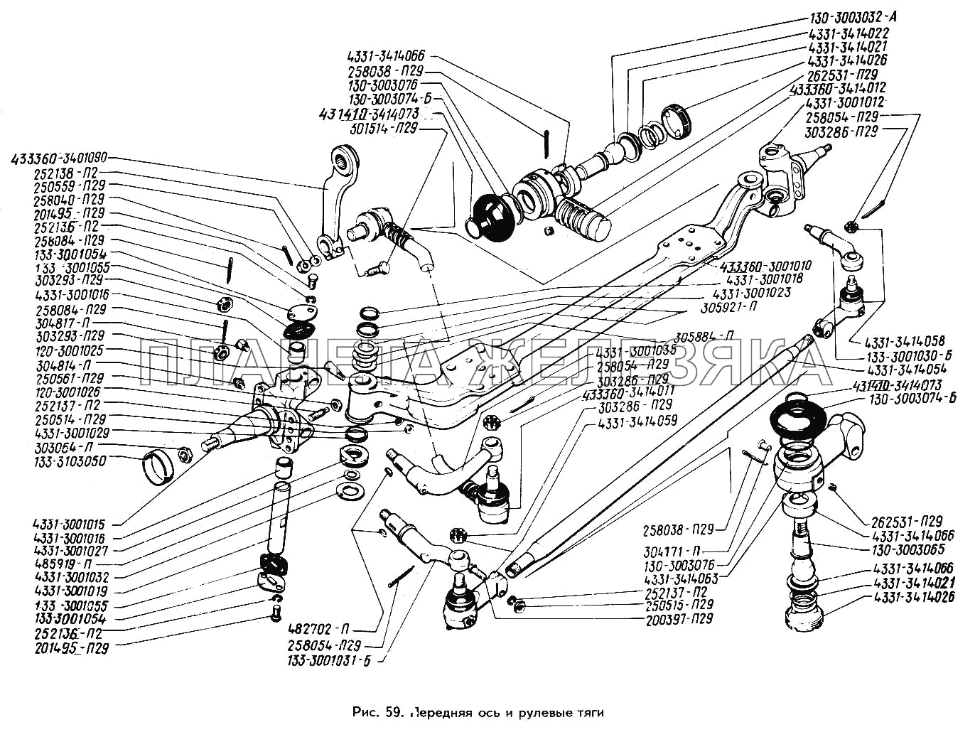 Передняя ось и рулевые тяги ЗИЛ-494560